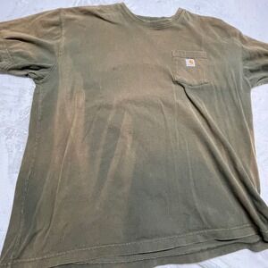 Carhartt K87 Pocket T-Shirt Mens 2XL Olive Green Short Sleeve Heavyweight Cotton